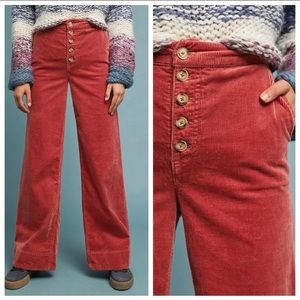 Anthropologie | grey wide-leg corduroy pants